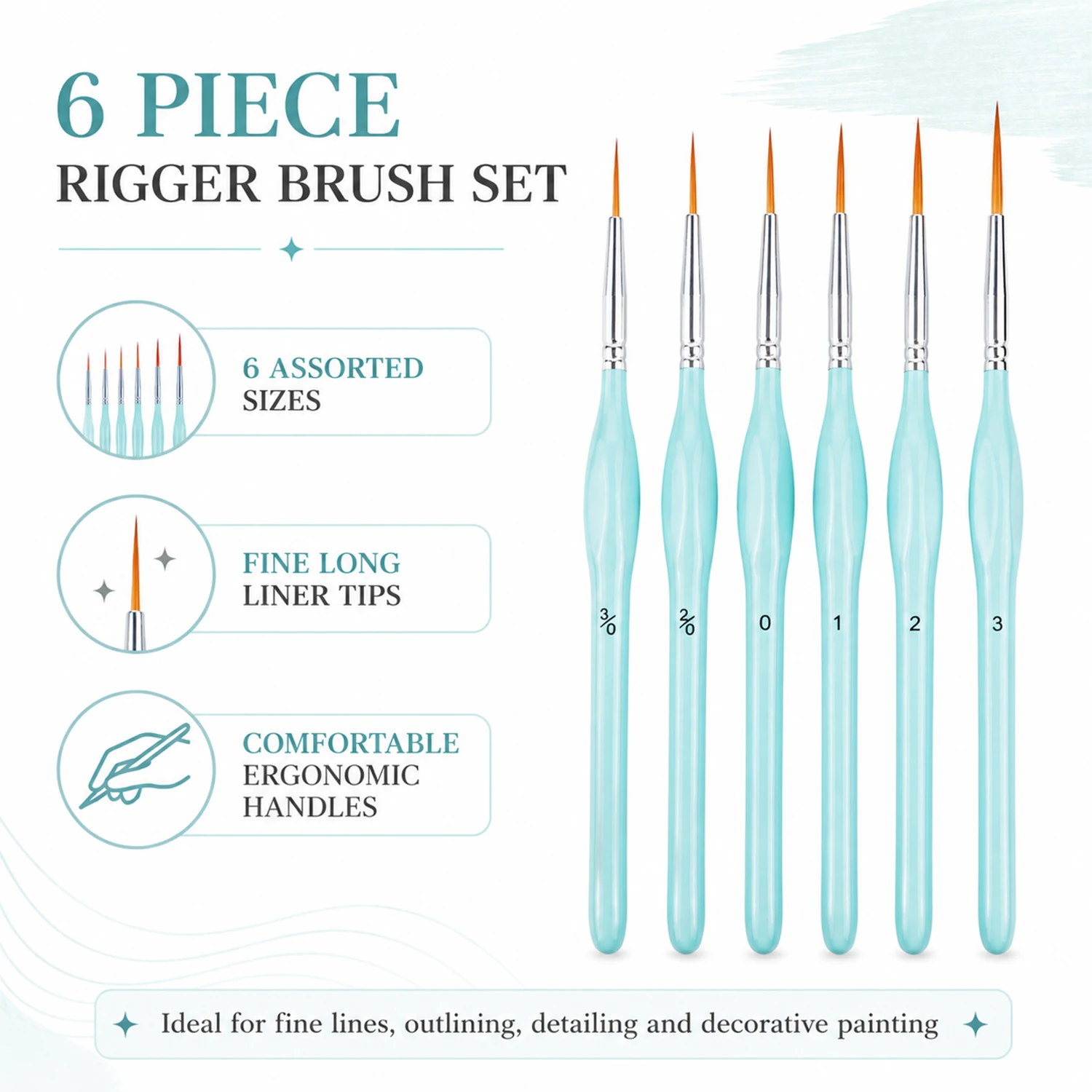 Paint Brush - 6 adet Rigger Boya Fırçası Seti,
