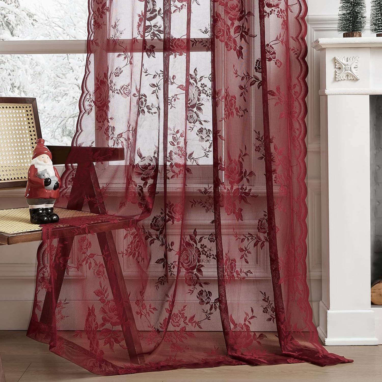 1 Adet Bordo Dantel Perde 45 İ - Curtain Rods incelemesi ve fiyatı